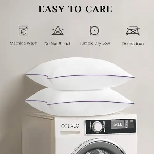 JOLLYVOGUE Pillows Queen Size Set of 4, Washable Supportive Bed Pillows with Super Soft Down Alternative Fill, Luxury Fluffy Hotel Quality for Side, Back, and Stomach Sleepers 8
