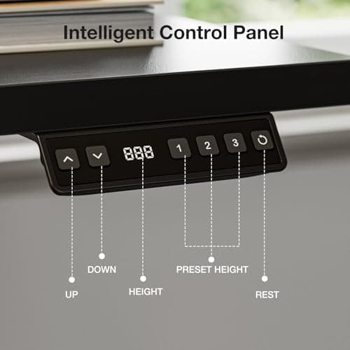 Muvai L Shaped Standing Desk with Cable Management Tray, 59 Inch Height Adjustable Electric Standing Corner Desk, Sit Stand Up Work Table for Home Office, Gaming with Reversible Splice Board, Black 6