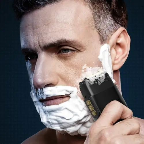 Electric Foil Shavers for Men: Close Shave Electric Razors with 3 Floating Blades, IPX7 Waterproof Wet Dry Face Razor with Big LED Display, Cordless Beard Trimmer with 3 Gears Adjustable (Black) 7
