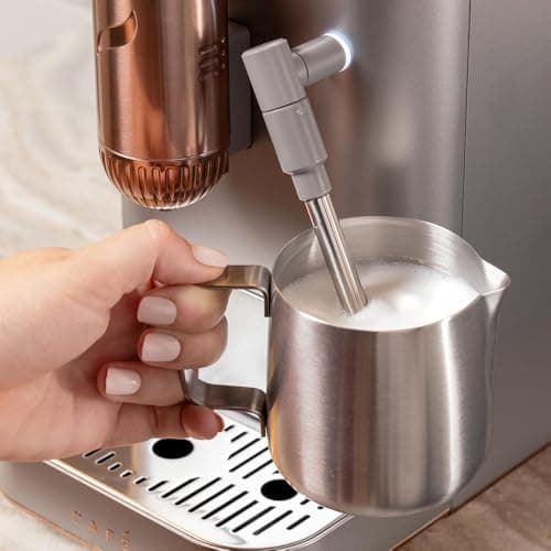 Café Affetto Automatic Espresso Machine + Milk Frother | Built-In & Adjustable Espresso Bean Grinder | One-Touch Brew in 90 Seconds | Steel Silver, 1.2 Liter, (C7CEBBS2RS3) 9