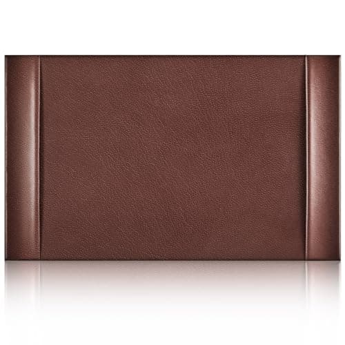 Saysurey Leather Desk Pad Protector 30" x 18" Leather Desk Blotter with Side Rails Desk Mat for Office Home Workplace Desktop Writing Board Christmas Gifts for Dad Husband(Brown)