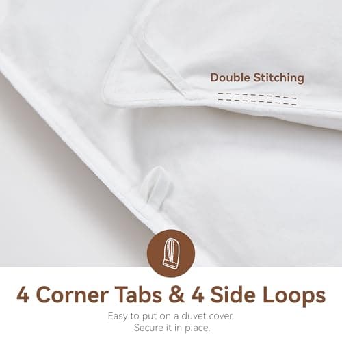 LeWinBedding Goose Feather Down Fiber Comforter Queen Size, All Season Duvet Insert, 750+FP Hotel Bed Comforter, Ultra Soft 100% Organic Cotton Fabric, 90x90 Inches 6