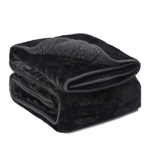 Kaisa Weighted Blanket 15 pounds for Adults, Sherpa Fleece Heavy Blankets Queen Size, Fuzzy Warm Weighted Blankets, Flannel Sofa Bedding Throw Blanket, 60x80 Inches, Black