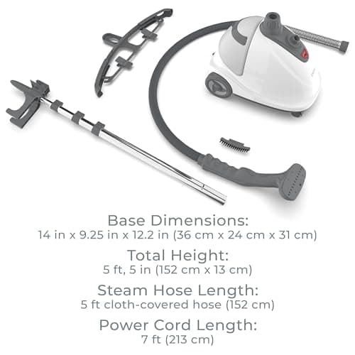 Pure Enrichment PureSteam XL Standing Fabric Steamer - Professional Wrinkle Remover Heats in 45 Seconds; 1/2-Gallon Tank for 1 Hour of Steaming; Easy-Roll Wheels, Garment Hanger, & Fabric Brush 7