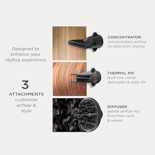 Conair Infiniti Pro Hair Dryer with Diffuser Plus 2 Other Attachments and Drawstring Storage Bag | Performa Series Hair Dryer | Blow Dryer with Professional Performance Motor | Black 5