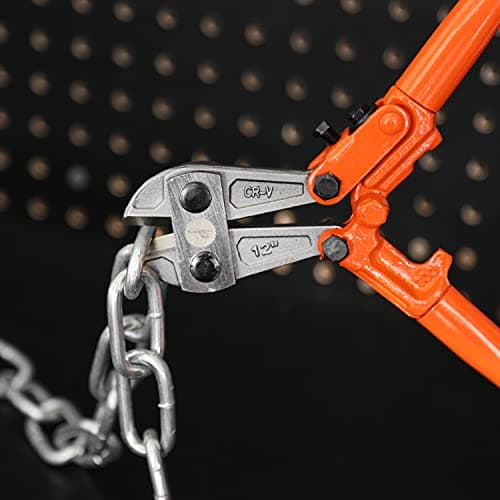 GreatNeck BC12 Bolt Cutter 12", Bolt Cutters Heavy Duty for Locks, Sheet Metal, Chain, and Wire, Non-Slip Grip, Drop Forged Hardened Alloy Steel Jaws 9