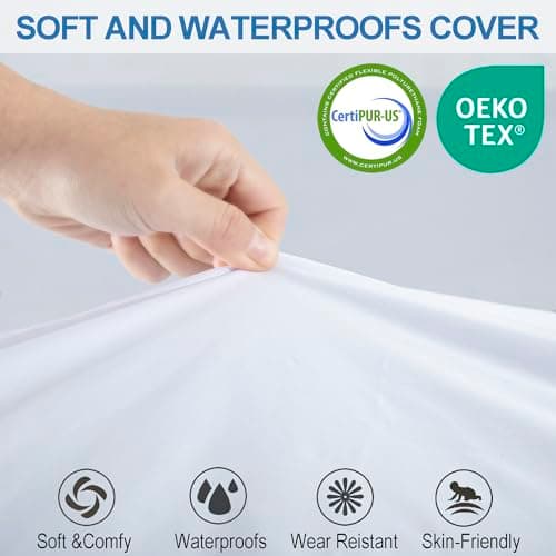 BreezeRest Memory Foam Mattress Topper 2 Inch Egg Crate King,Purple Supportive Gel Foam Mattress Topper for Pressure Relief,Bed Topper in a Box CertiPUR-US Certified, King Size, Blue and White 5