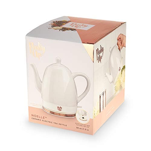 Pink Up Noelle Electric Tea Kettle, Gooseneck Kettle, Hot Water Dispenser, Pour Over Coffee, Automatic shut off, Cordless, Electric Teapot, 1.5L, Ceramic, Grey 13