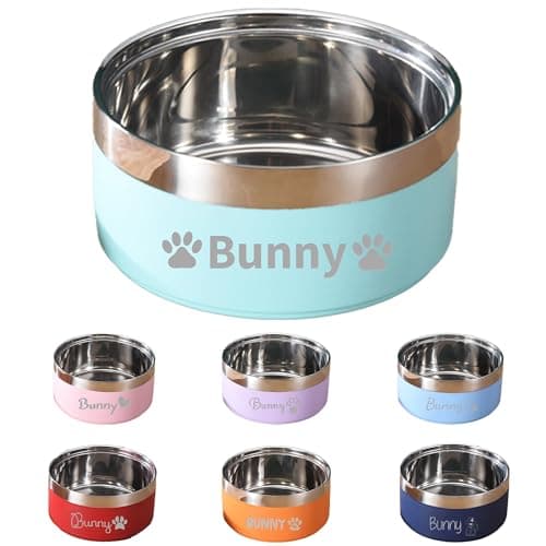 Personalized Dog Bowls with Name, BUGMKCS Customized Steel-stanless Pet Water Bowls for Both Cat & Dog, Engraved Dog Water Bowl, Durable Cute Double Layer Reinforcement Cat Food Bowl for Pets Gifts