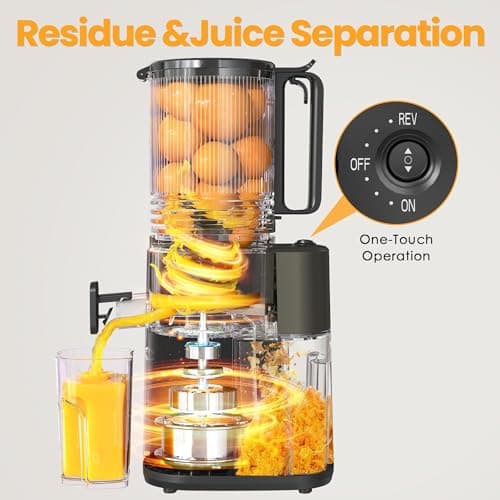 Cold Press Juicer, 5.5inch Wide Feed Chute Juicer Machine, Slow Masticating Juicer for Whole Vegetables & Fruits, Black 6
