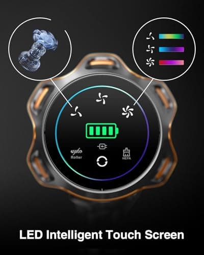 Cordless Vacuum Cleaner, 650W 55KPa 70Mins Vacuum Cleaners for Home, Self-Standing Stick Vacuum with Anti-Tangle Brush & OLED Touch Screen, Vacuum Cleaner for Hardwood Floors,Carpet,Pet Hair,Car (Red) 5