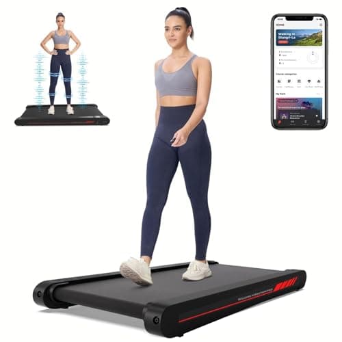 Walking Pad Treadmill with APP, 3 in 1 Under Desk Treadmills, 2.5HP Low Noise Walking Vibration Pad with Remote Control,Portable Treadmill for Home Office, Red