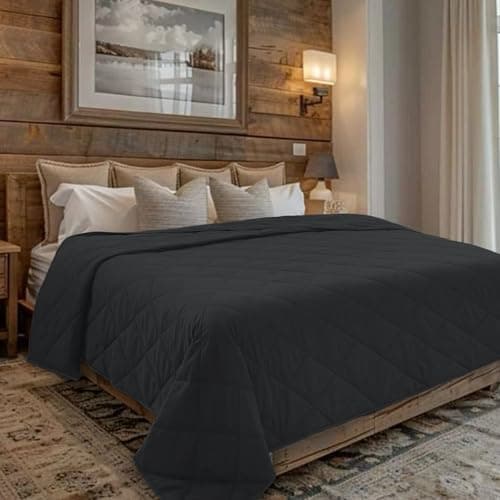 HomeSmart Products Black Weighted Blanket 30lbs King Size & California King for Adults & Couples - 400 Thread Count Ultra Soft Cotton (88''x96'')