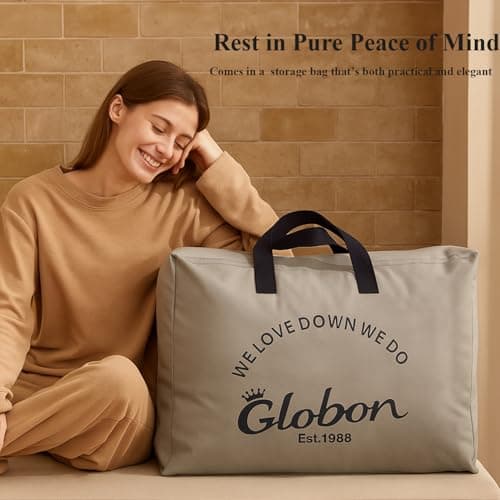 Globon Winter White Goose Down Comforter King Size,Down Duvet Insert, 800 Fill Power, 420 Thread Count,Ultra Soft Noiseless Shell with Corner Tabs, White 9