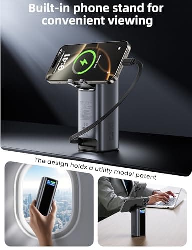 Laptop Power Bank, 130W Portable Charger with Dual Ports & Built-in Retractable Cable, 20000mAh Portable Power Bank with Smart Digital Display, for iPhone 17/16/15 Pro/Pro Max Series, MacBook, Android 6