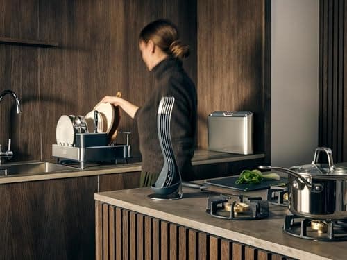 Joseph Joseph Extendable Dish Drying Rack with Dual Parts - Stainless Steel, Non-Scratch, Movable Utensil Drainer & Drainage Spout, Gray 7