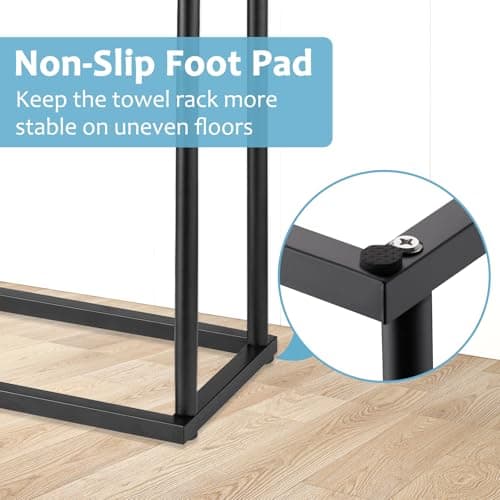 Free Standing Towel Rack, 2 Tier Towel Racks for Bathroom with Storage Shelves, Modern Outdoor Standing Towel Drying Rack for Poolside, Black Blanket Rack Holder, DECLUTTR 6