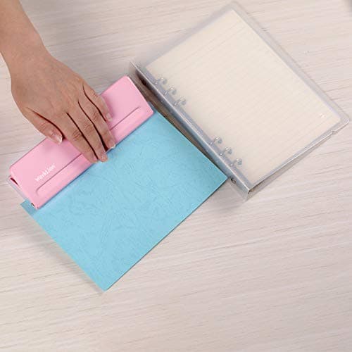 WORKLION Adjustable 6 Hole Punch: Metal Six Hole Puncher for Planners and 6-Ring Binders with 6 Sheet Capacity for A4 / A5 / A6 / Personal/Pocket Size (Pink) 6