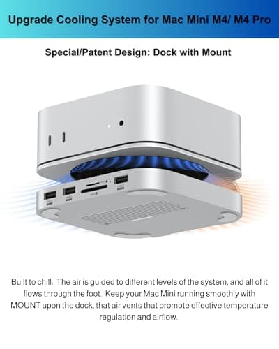 GEWOKLIY Mac mini M4 Dock, Aluminum Stand and Hub for Mac mini M4 and M4 Pro 2024 with M.2 NVMe SSD Enclosure, 2X USB-A 10Gbps, SD/TF Card Readers, USB 2.0 Data (MC60) 5