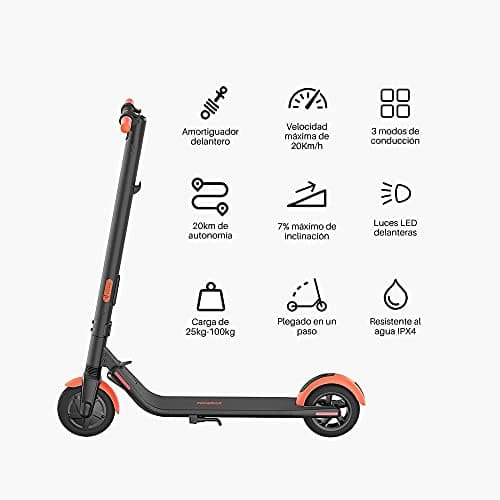 Segway Ninebot ES1L Electric Kick Scooter - 250W Motor, 12.4 Mile Range & 12.4 MPH, 8" Inner-Support Tires, Dual Brakes & Front Suspension, 220lbs W. Capacity - Commuter E-Scooter for Adults 13