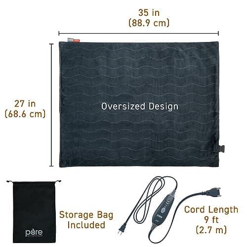 Pure Enrichment PureRelief Pro Far Infrared Oversized Body Wrap - 35” x 27” Full-Body Infrared Heating Pad for Back Pain, Shoulder Aches, Neck Strains, & Soreness in Knees, Abdomen, Chest, & Legs 7