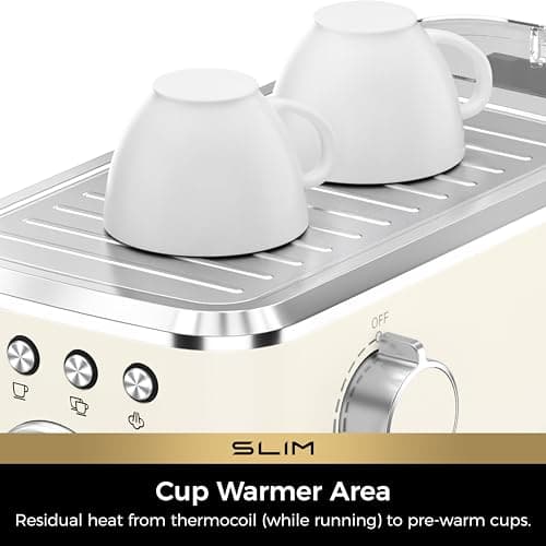 CHULUX Slim Espresso Machine with Milk Frother, 20 Bar Professional Italian Pump Espresso Coffee Machine for Home Cappuccino & Latte Maker, Stainless Steel, Creamy 6