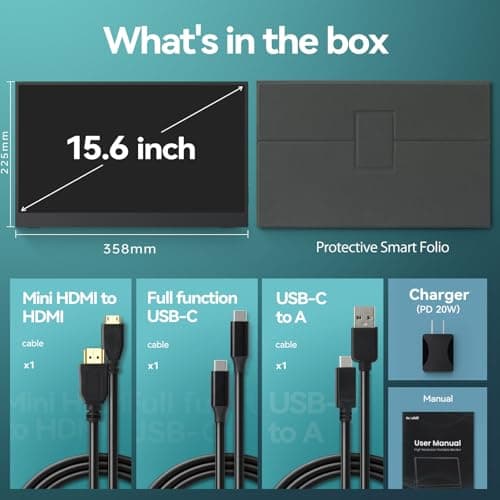 Intehill 240Hz Portable Monitor, A+ Grade Fast IPS LCD 15.6 Portable Gaming Monitor, AMD FreeSync, 2ms Response, FHD 1080p sRGB 100% HDR Monitor Portable, Aluminum Body, Dual USB-C and Mini HDMI. 7