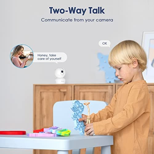 VIMTAG Indoor Camera, 2.5K/4MP HD 360° Pan/Tilt WiFi Camera for Dog/Pet/Baby/Home Security, AI Human/Sound/Motion Detection, Night Vision, 2-Way Audio, Cloud/Max 512GB TF Card Storage, Support Alexa 5