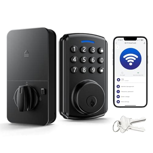 Deadbolt Smart Lock for Front Door, Relihom Keyless Entry Door Lock, Bulit-in Wi-Fi with App Remote Control, No Bridge Required, IP65 Waterproof