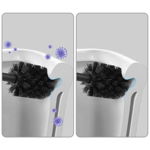 BGL Stainless Steel Toilet Brush with Holder, 2 Black Bristle Heads 9