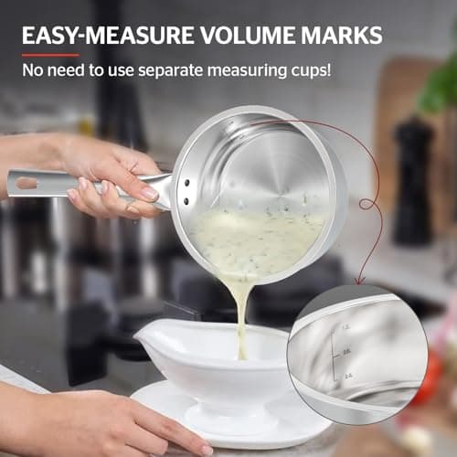 Sunhouse – 2 Quarts Stainless Steel Sauce Pan with Lid - PFOA-FREE, Stainless Steel Sauce Pan, Advanced Impact Bonding Induction Base, Stay-Cool Handle, Compatible with All Cooktops 6
