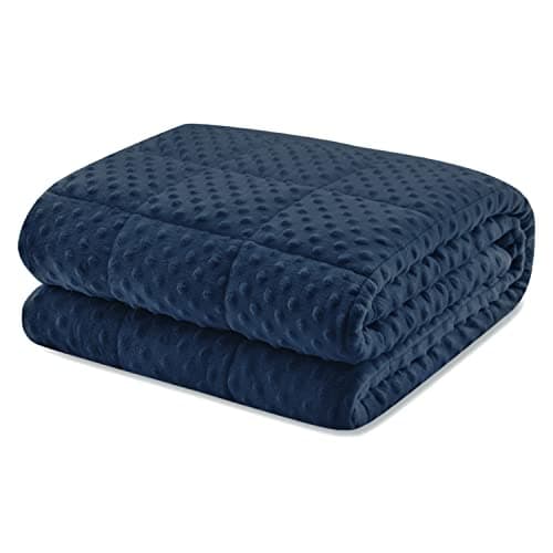 Huloo Sleep Weighted Blanket Queen 20lbs for Adult(60"×80",Navy Blue) Breathable Soft Minky Weighted Throw Blanket for All Season,Heavy Blanket with Premium Glass Beads