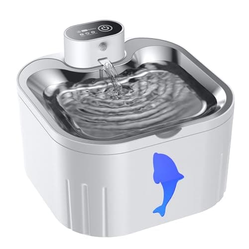 Wireless Cat Water Fountain Stainless Steel, 101oz/3.0L Cat Fountain Battery Operated, Cordless Pet Water Fountain for Cats & Dogs with Motion Sensor, Ultra Quiet Pump, Multi-Filtration