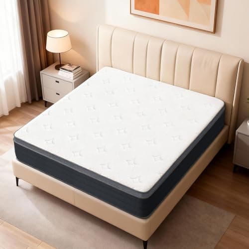 EIUE Mattress,Pocket Spring,Medium Firm,Breathable & Supportive,Queen,10 Inch Hybrid,White