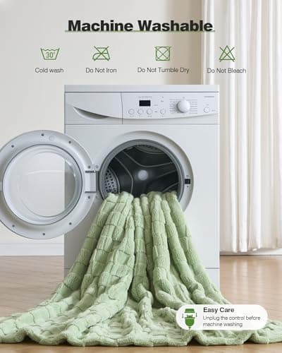 Yokimisu Heated Throw Blanket 50"x60" - 9-Level Fast Heating & 1-10H Timer, Fluffy Plush Blanket with Snap Buttons for Secure Fit, Soft Cozy Gift for Women/Men, for Couch, Bed & Office, Green 7