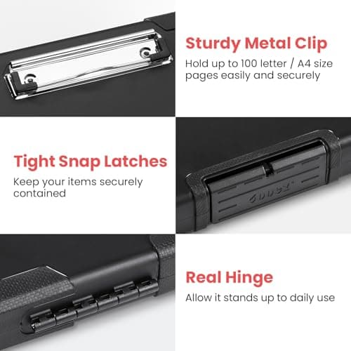 Sooez Toughest Clipboard with Storage, Internal Pen Pouch Included, Letter/ A4 Size, Shockproof Heavy Duty Plastic Clip Boards 8.5x11”, High Capacity Clipboards Box Case for Contractor Trucker Driver 5