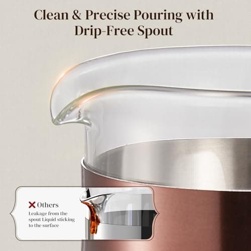 Veken French Press Coffee Maker 21oz 0.6 L, Single Serve Small Pot, Heat Resistant Thickened Borosilicate Glass, Stainless Steel Brewer, Cold Brew Cafetera Teapot for Kitchen Travel Camping, Copper 9