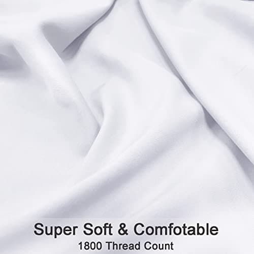 Mejoroom King Fitted Sheet Only - Bottom Sheets with All-Around Elastic - Super Soft and 16 inch Deep Pocket Bed Sheets - Easy Care, Fade and Wrinkle Resistant (1Piece,White) 5