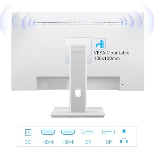 Thinlerian 27 Inch 4K UHD 3840 x 2160 Computer Monitor, IPS Display, Ultra-Thin Bezel, HDMI, DisplayPort, VESA, Build-in Speakers, PC Monitor for Design, Work, Gaming, White 7