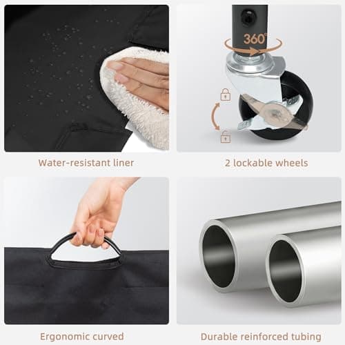 STORAGE MANIAC 3 Section Laundry Sorter, 35.9 Gal (136 L) Laundry Hamper Cart with Heavy Duty Rolling Lockable Wheels and Removable Bags, Clothes Organizer Basket Clothes Separator Hamper, Black 5