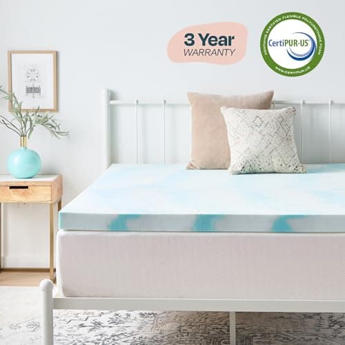 Linenspa 3 Inch Swirl Gel Memory Foam Mattress Topper, Twin Size – Cooling Gel Infused, Ventilation Holes – Pressure Relieving Bed Topper – CertiPUR Certified 5