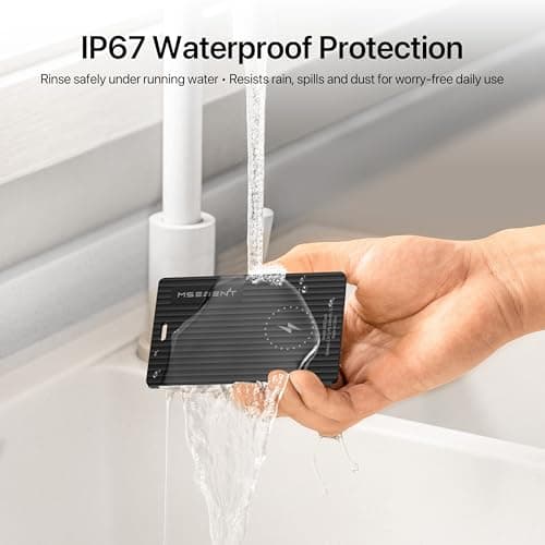 MSEBENT Slim Smart Tag Wallet Tracker Card, [Apple MFi Certified], Wireless Charging Tracking Card, Work with Apple Find My, Item Locator for Keys, Bags, Passport, iOS Only, IP67 Waterproof, 1 Pack 5