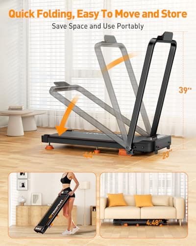 Trisomy Upgrade 3.5HP Walking Pad Treadmill with Incline & Handle Bar, Small Treadmill, Portable Walking Pad 300+ LB Capacity for Home Office, Under Desk Walking Running Pad with Remote, Smart App 5