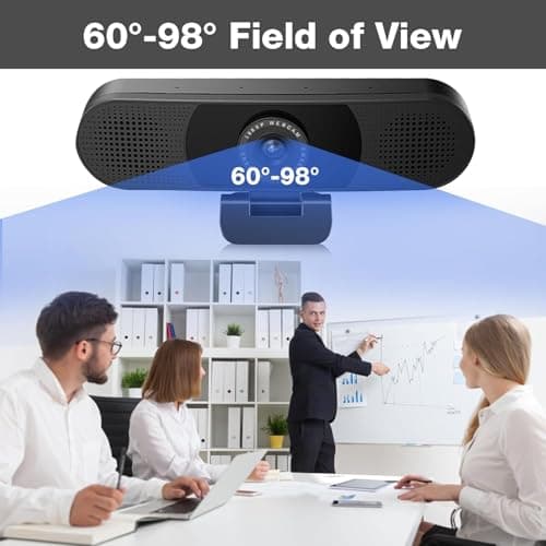 EMEET C980 PRO 3-in-1 1080P Webcam with Microphone and Speaker, 60°-98° Wide Angle Webcam w/ 4 Noise Cancel Mics, 2 Speakers, Auto Low Light Correction W/Cover, USB Camera for Online Conference/Class 5