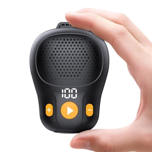 ZYHKON IP56 Waterproof Clip Speaker Up to 18 Hours Battery Life, Built-in Mic for Hands-Free Music/Calls, Black and Yellow