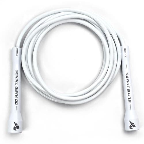 Elite Jumps 6mm PVC Jump Rope – Adjustable All-White Fitness Skipping Rope with Unbreakable Handles & Non-Kinking Cord – Premium Workout Equipment for Men & Women
