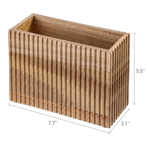 MyGift Fluted Premium Solid Acacia Wood Napkin Holder Rack Stand - Elegant Kitchen Table Organizer for Paper Napkins - Durable, Stylish, and Modern Design 5