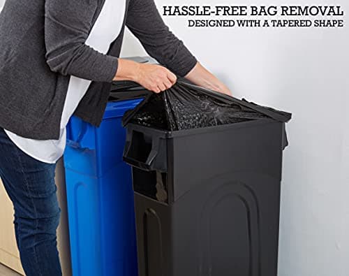 United Solutions Highboy Waste Container with Swing Lid, 23 Gallon, Space Saving Slim Profile and Simple Bag Removal, Handles for Easy Carrying, Indoor/Outdoor Use, Plastic, Black, 1-Pack. 5