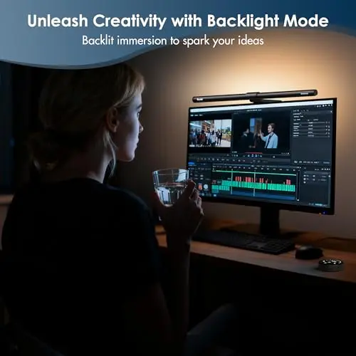 Quntis Computer Monitor Light Bar with Remote, Eye-Care Monitor Light Backlight Desk Lamp for Home Office Gaming, Stepless Dimming Brightness and Color Temperature, No Screen Glare, Gray 5