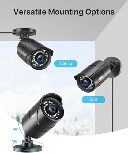 ZOSI 1080P 1920TVL Security Camera Outdoor Indoor,Hybrid 4-in-1 TVI/CVI/AHD/960H CVBS Bullet Cam for Analog Home Office Surveillance DVR CCTV System,IP67 Weatherproof,120ft IR Night Vision,Black 5